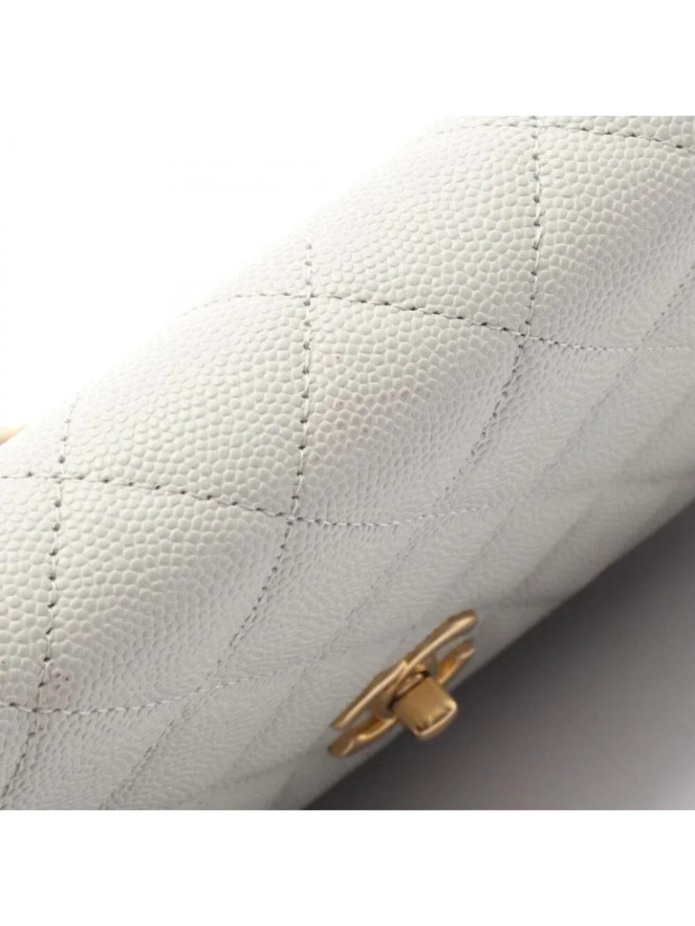 Chanel Shoulder Bag Quilted Light Gray Caviar Leather Chain Wallet